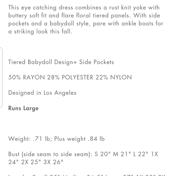 RUST AND FLORAL TIERED BABYDOLL POCKETED DRESS - Picture 7 of 7